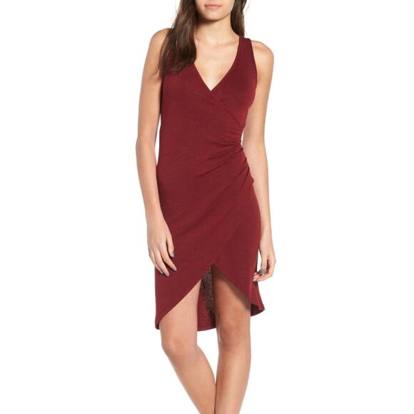 Leith Melange Wrap Ruched Dress Womens Size XS Red Dresses - Picture 16 of 16